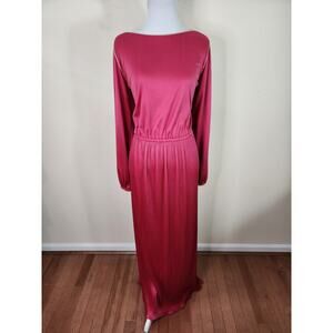 Vintage 70s/80s Miss Rubette Accordion Mulberry Mauve Long Sleeve Maxi Dress 12